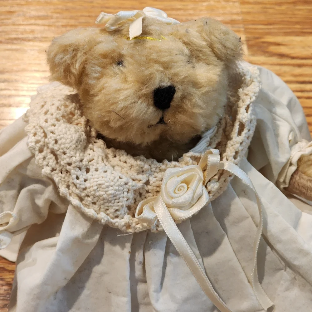 Plush Angel Teddy Bear with Lacy Collar Dress